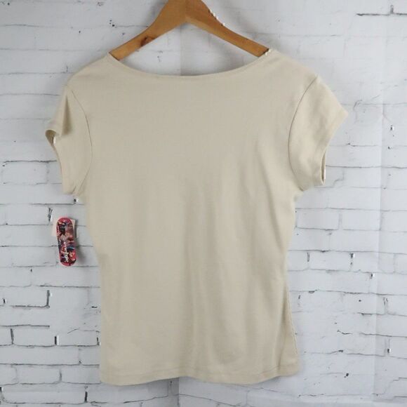 ENERGIE TAN V NECK CAP SLEEVE COTTON T SHIRT SIZE XL NWT - Picture 7 of 9